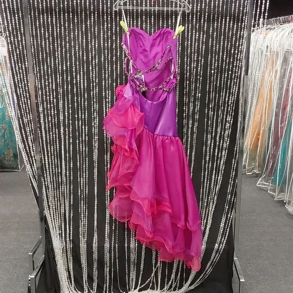 Xcite Ruffle Strapless Prom Dress 30161 Violet - Picture 3 of 5